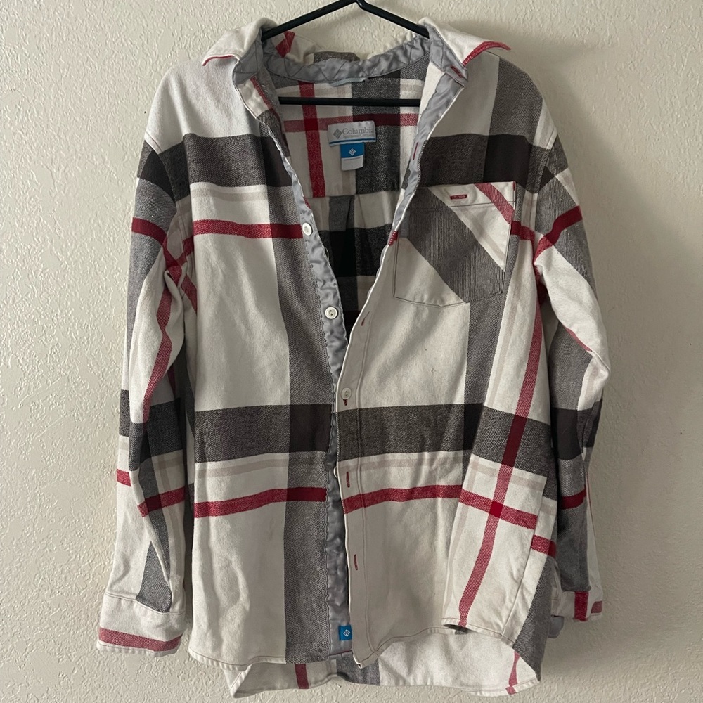 Columbia Sportswear Button Front Flannel Long Sleeve Cotton Grunge Classic Sz L